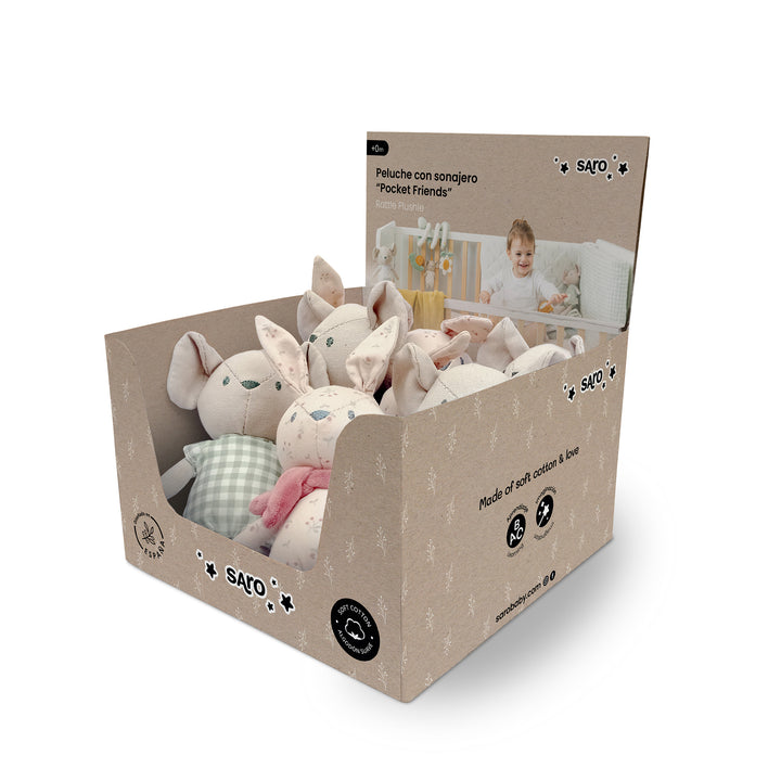 "Pocket Friends" plush toys with rattle