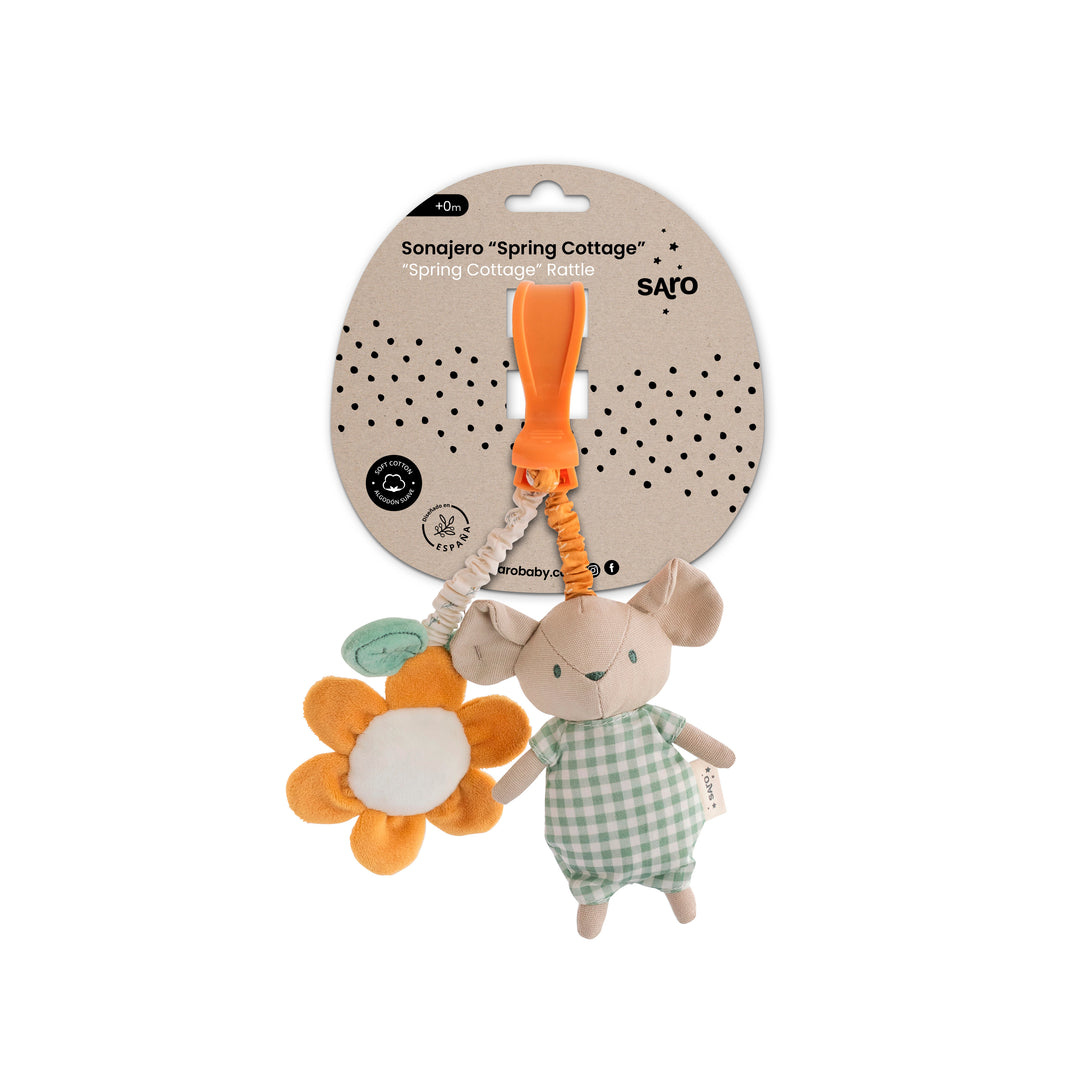 Mousie sonajero con pinza "Spring Cottage"