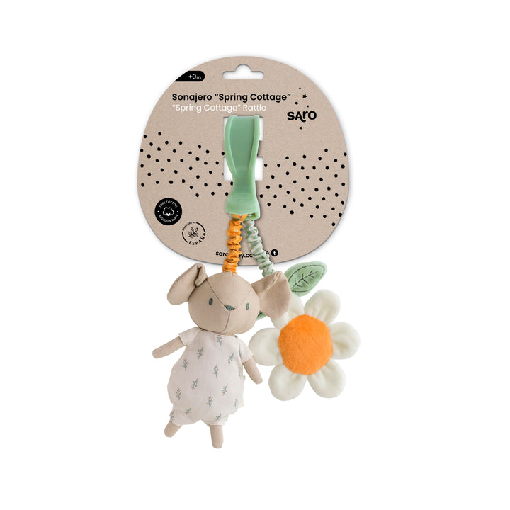 Mousie sonajero con pinza "Spring Cottage"