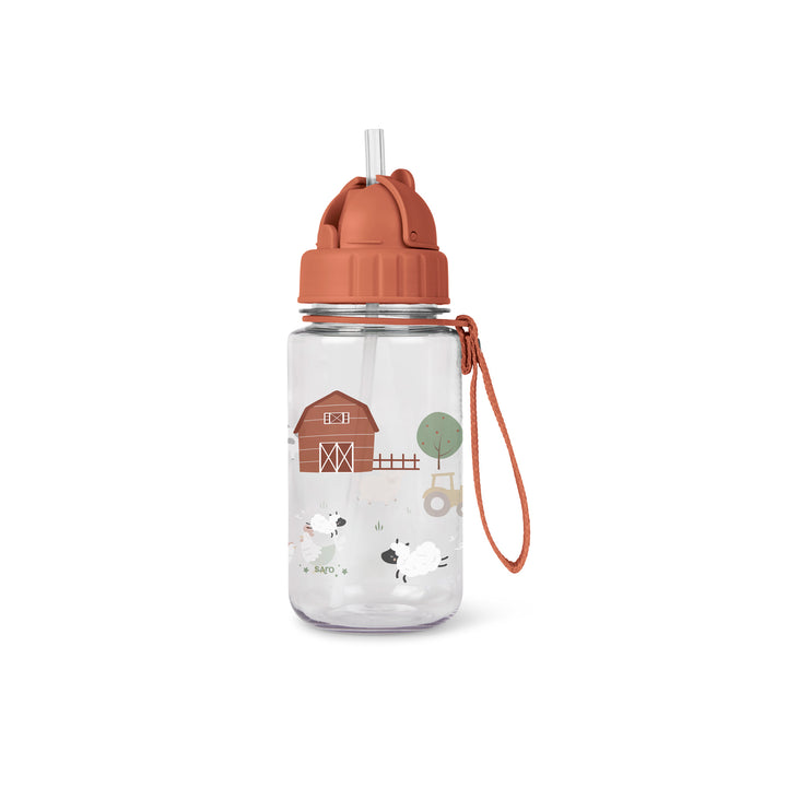 Bottle with straw and hanger